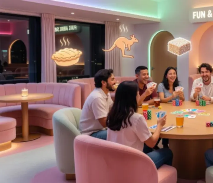 Friends sharing food and social poker at Late Call Kitchen